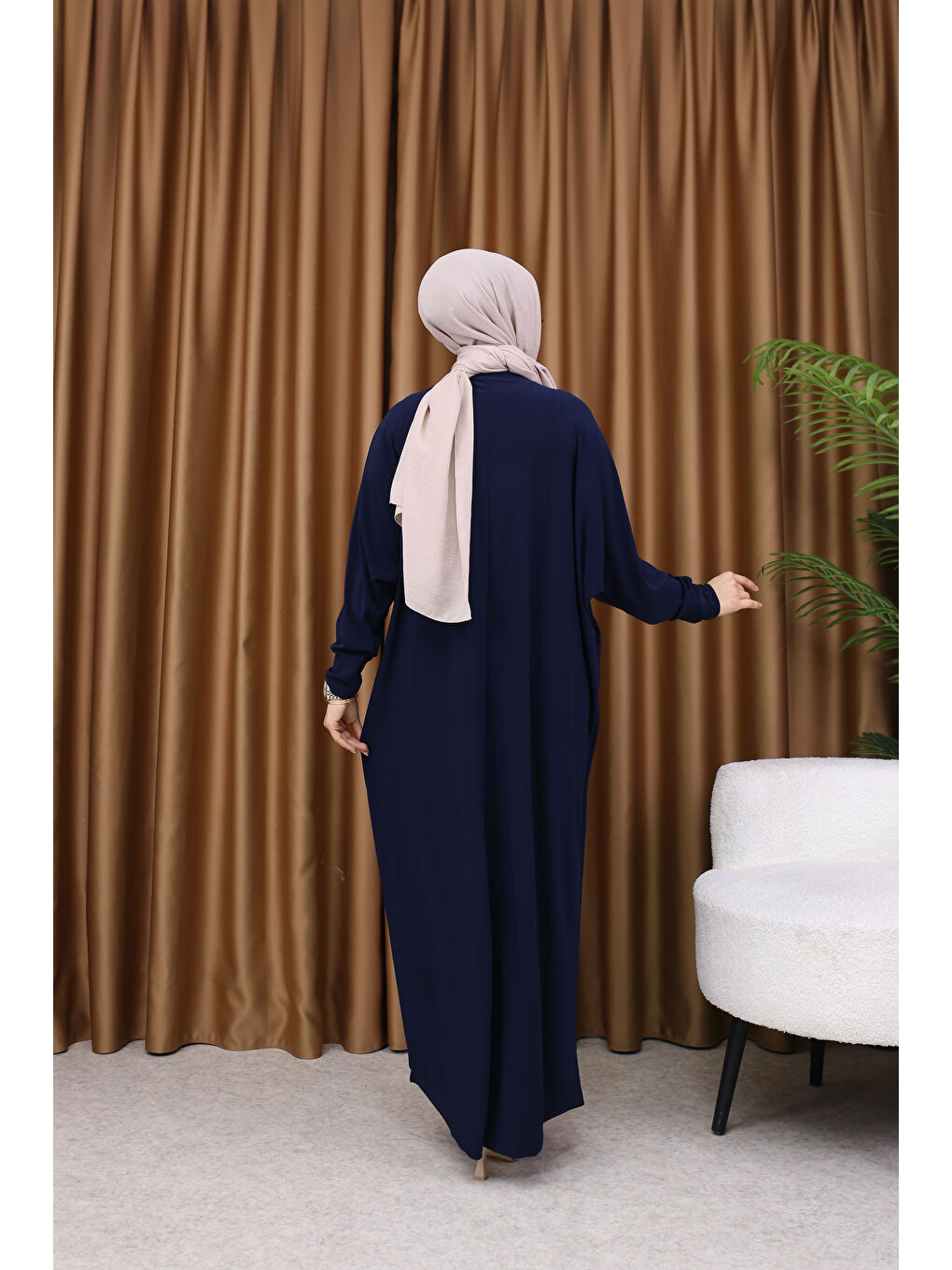 Kadın Trend Basic Uzun Kollu Lacivert Elbise-7