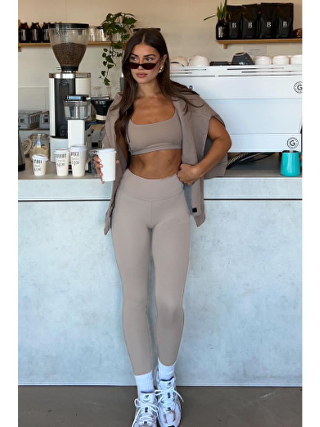 Bej Yüksek Bel Kadın Tayt Mg2230-1