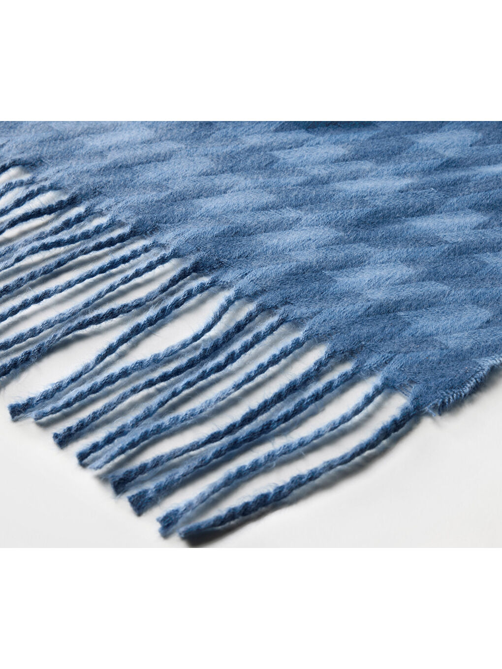 Mavi Kadın Dokuma Atkı, Püsküllü, Kazayağı-4