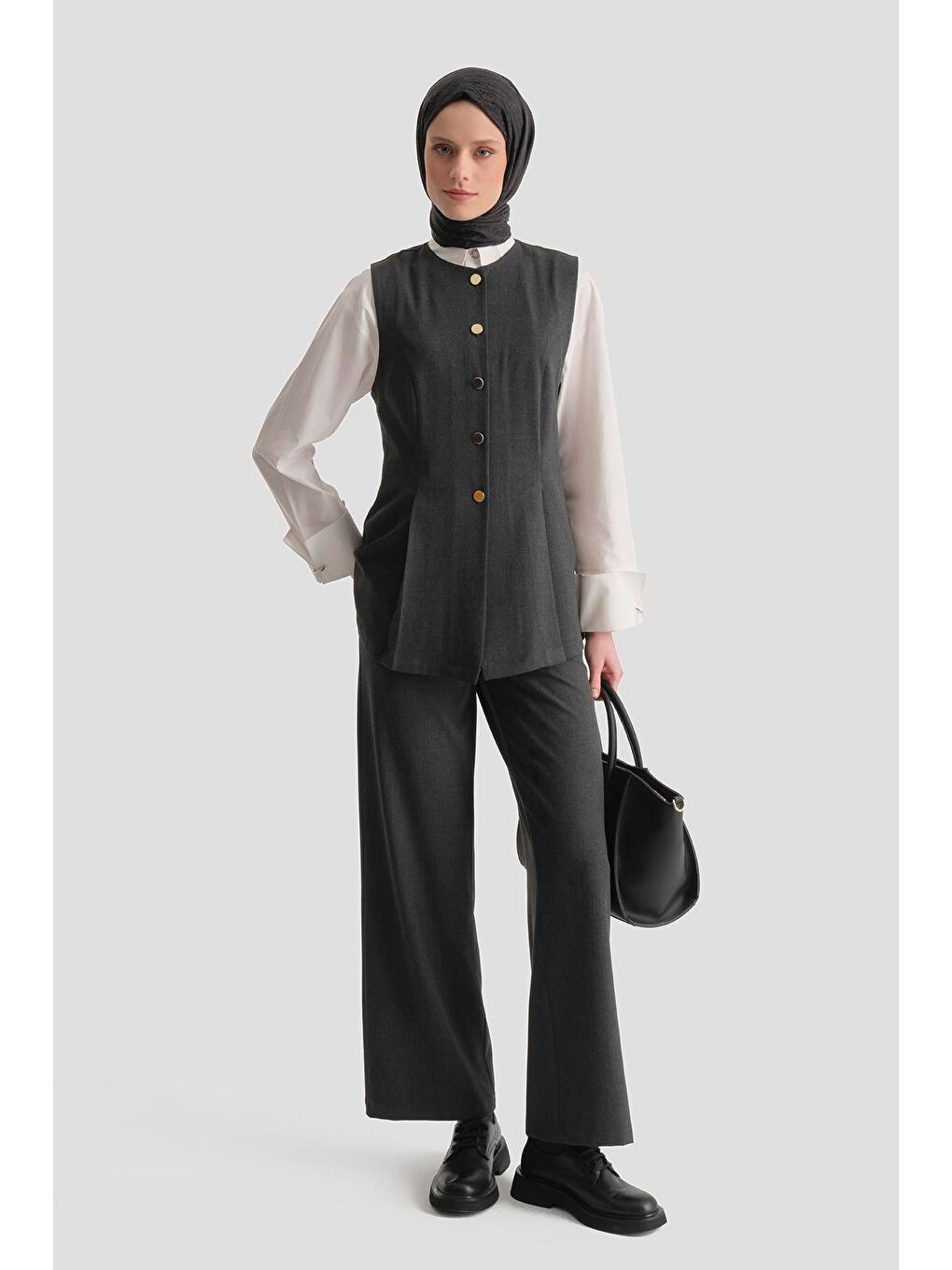 Fitted Yelekli Takım Antrasit-1