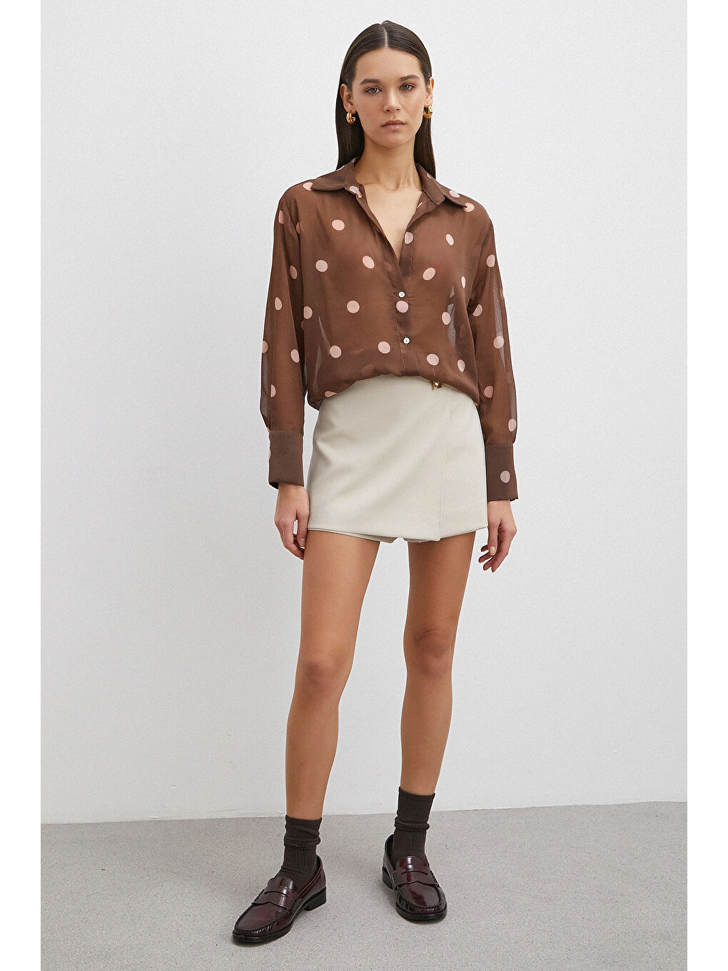 Karışık Desenli Yoryo Gömlek Kahve-1