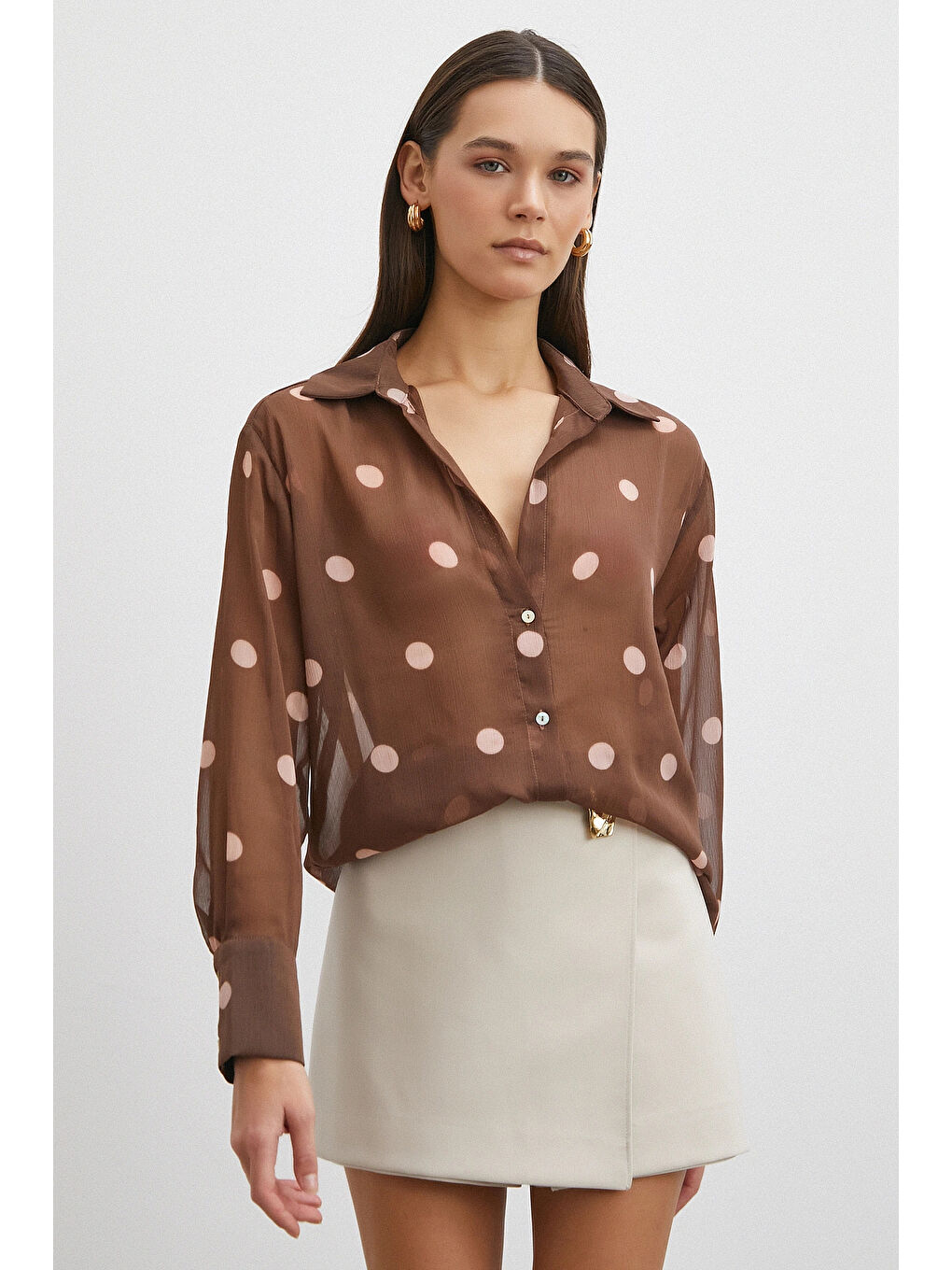 Karışık Desenli Yoryo Gömlek Kahve-2