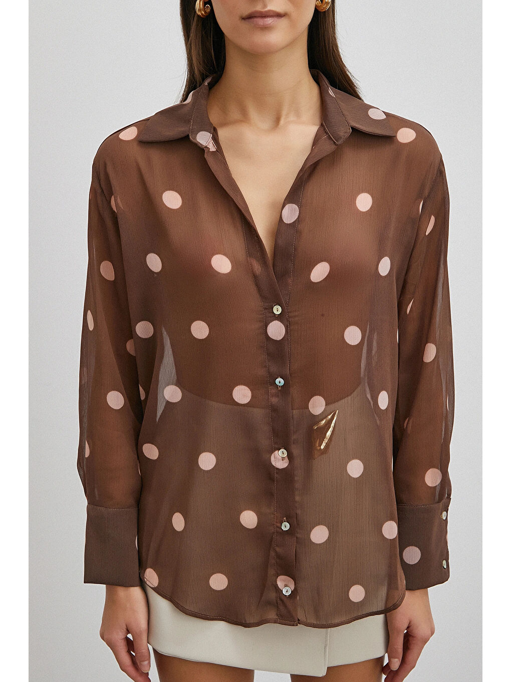 Karışık Desenli Yoryo Gömlek Kahve-3