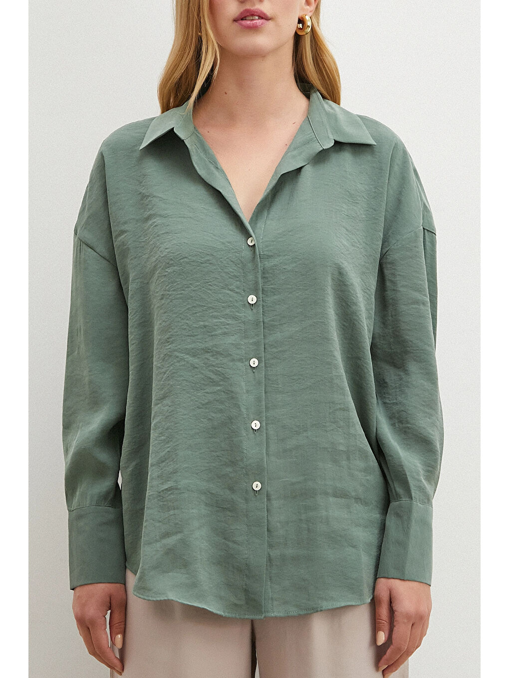 Basic Modal Gömlek Yeşil-3