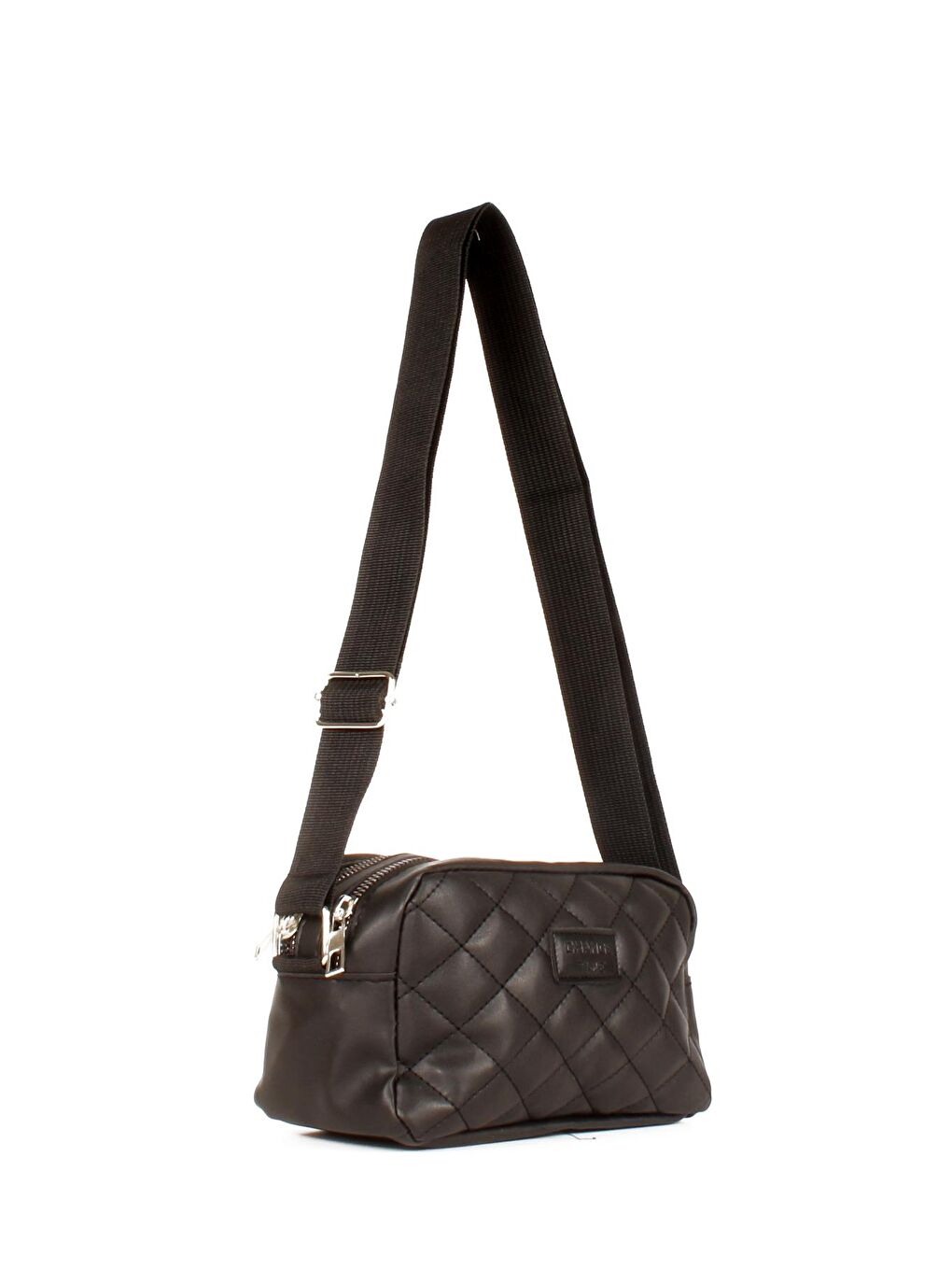 Siyah Kadın Çift Bölmeli Kapitoneli Kolon Askılı Omuz ve Çapraz Çanta (20623)