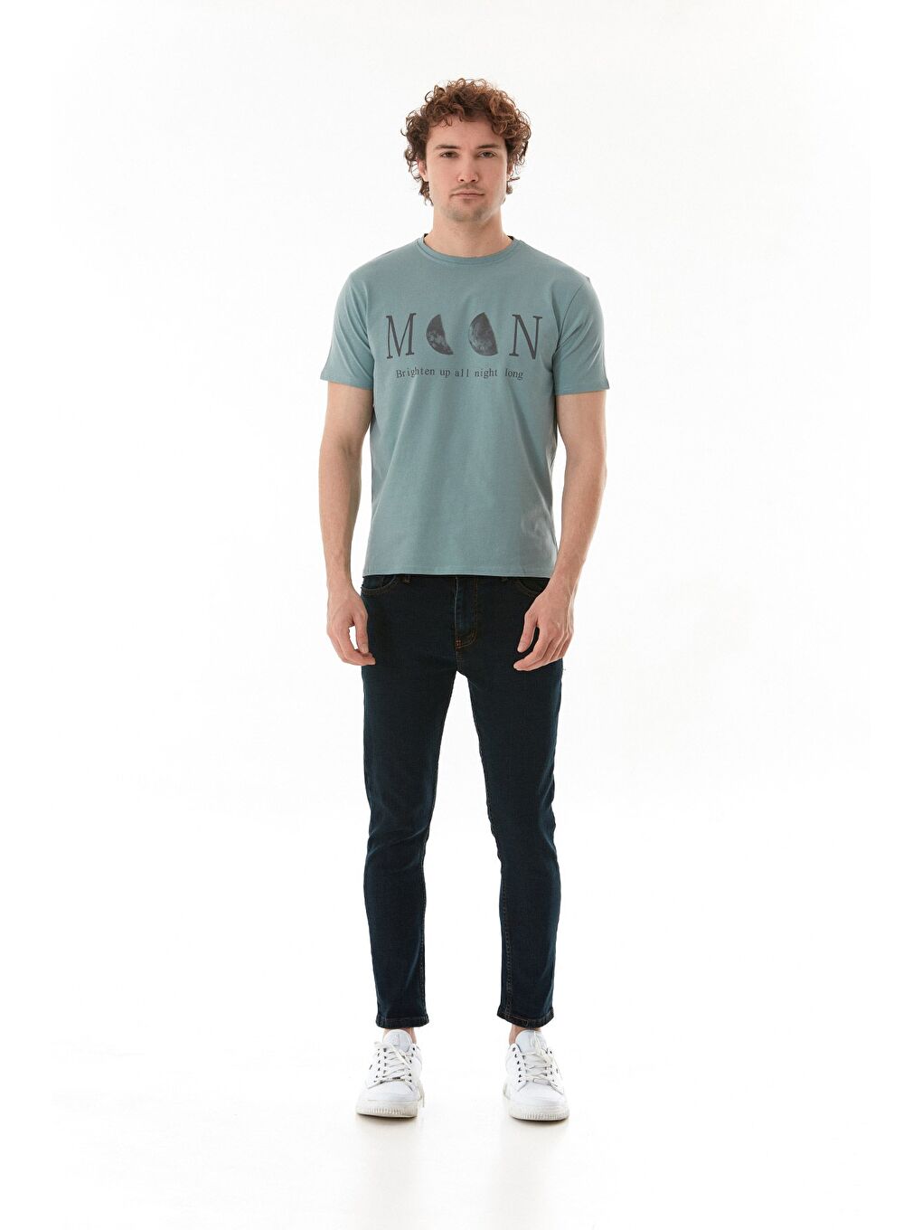 Mavi Fermuarlı Straight Jean Pantolon-4