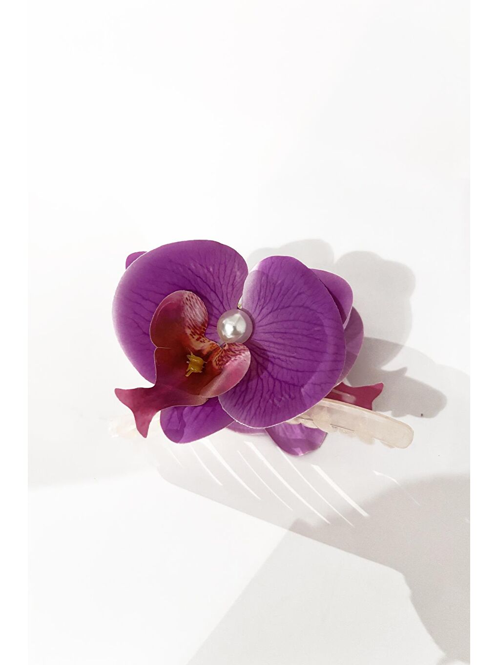 Mor MANDAL-Orkide Çiçekli Aloha Büyük Mandal Toka-1