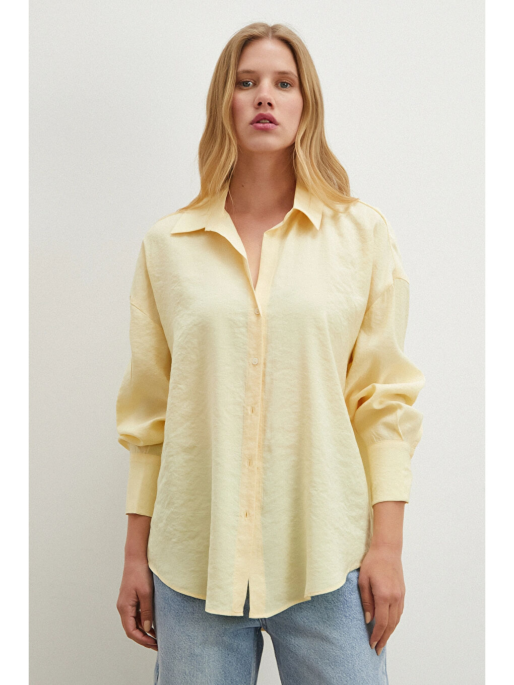 Basic Modal Gömlek Sarı-1