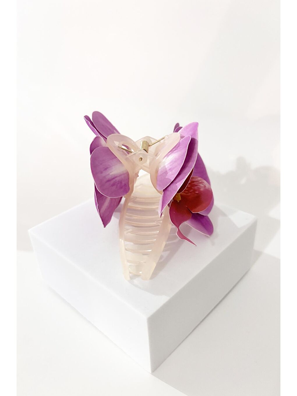 Mor MANDAL-Orkide Çiçekli Aloha Büyük Mandal Toka-5