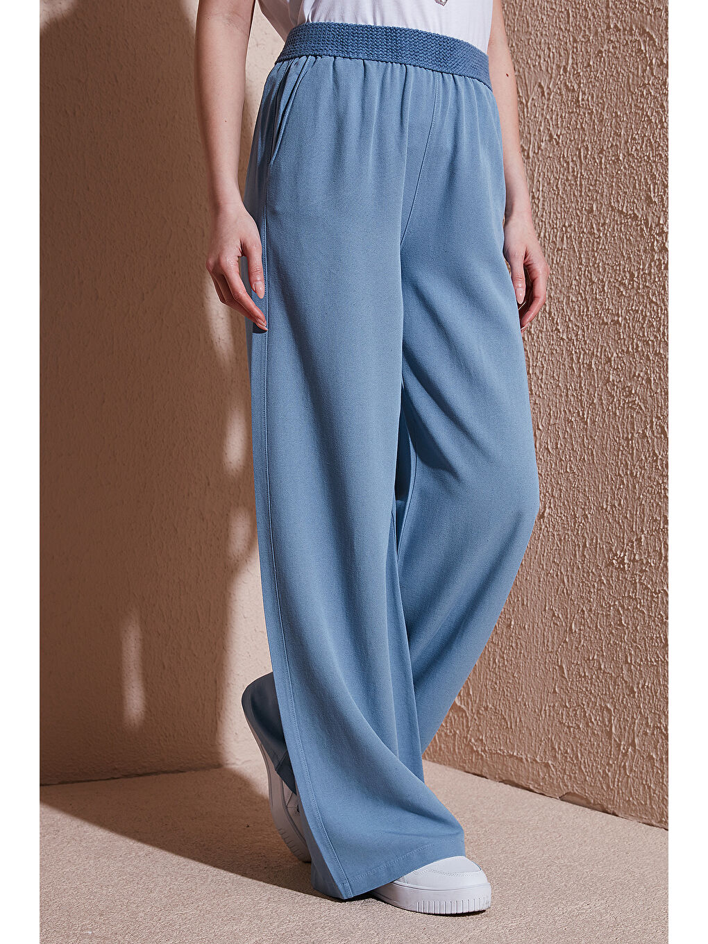 Mavi Wide Leg Yüksek Bel Geniş Paça Pantolon 25Y0893K1-4