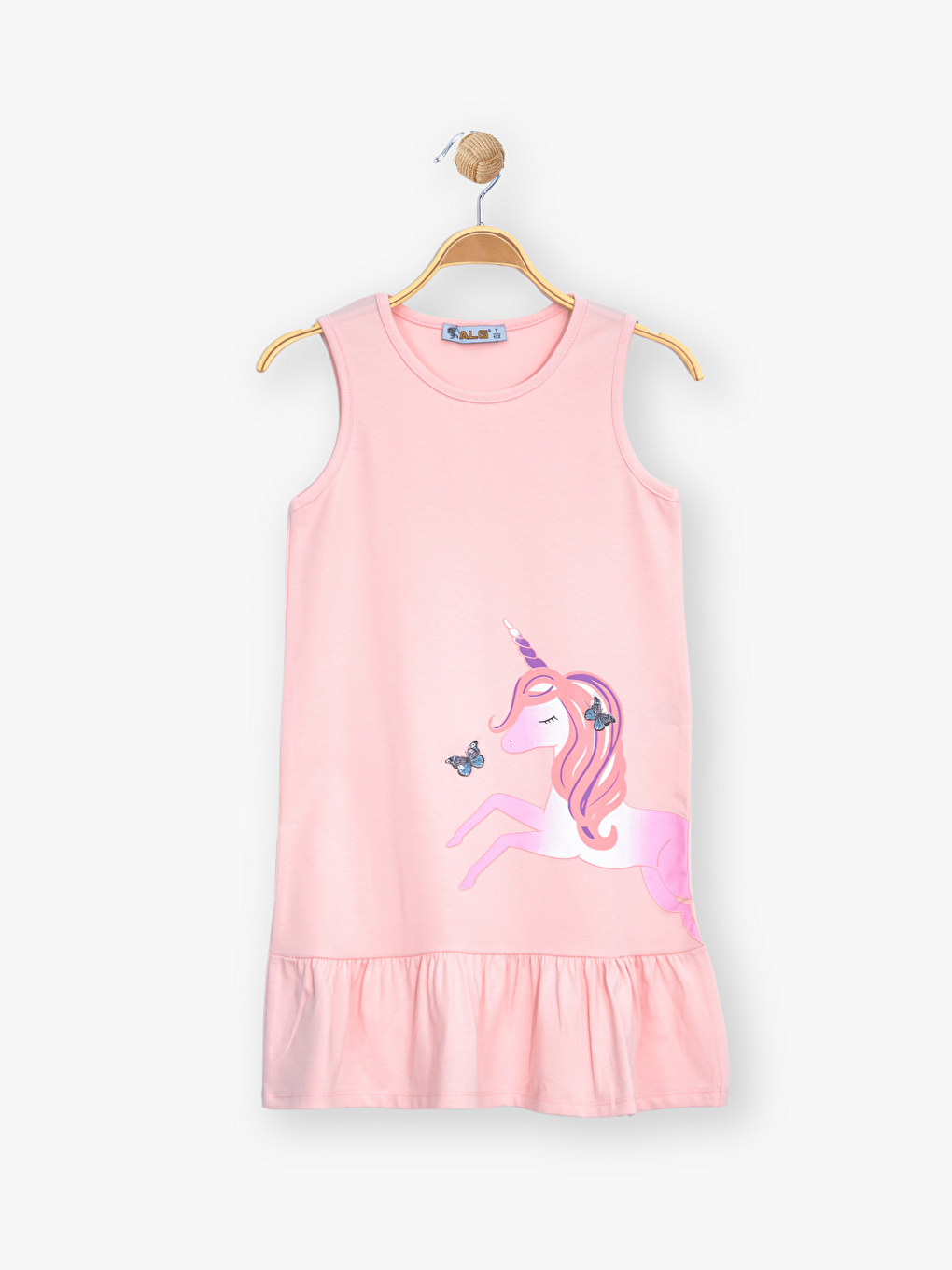 Pembe Bisiklet Yaka Kolsuz Kız Bebek Elbise