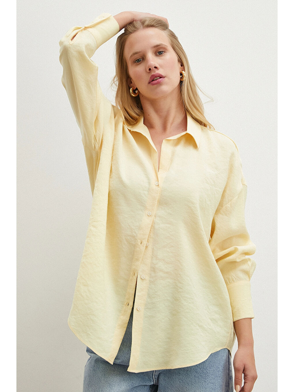 Basic Modal Gömlek Sarı-2