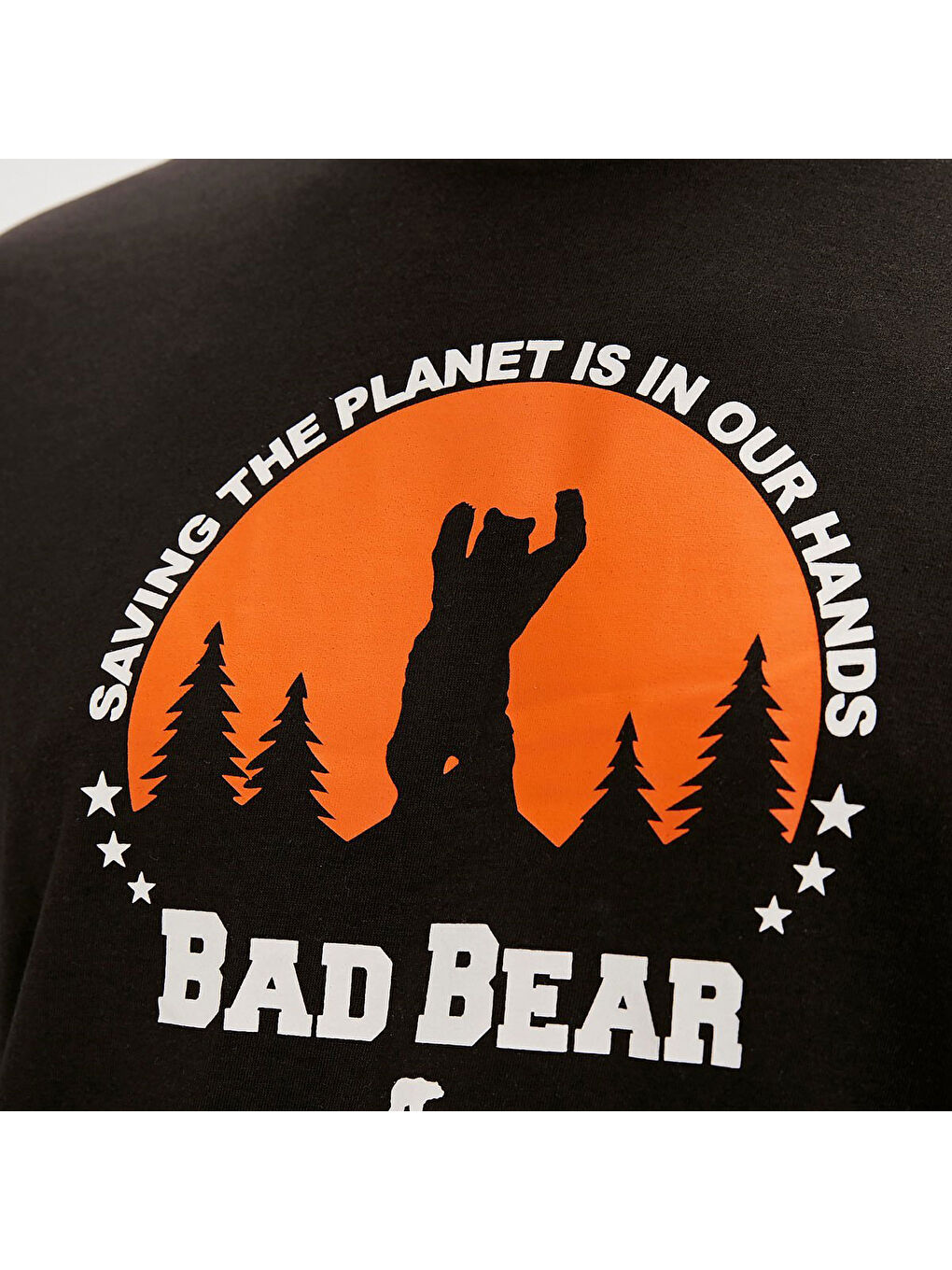 Re Planet Erkek Siyah Yuvarlak Yaka Tişört-2