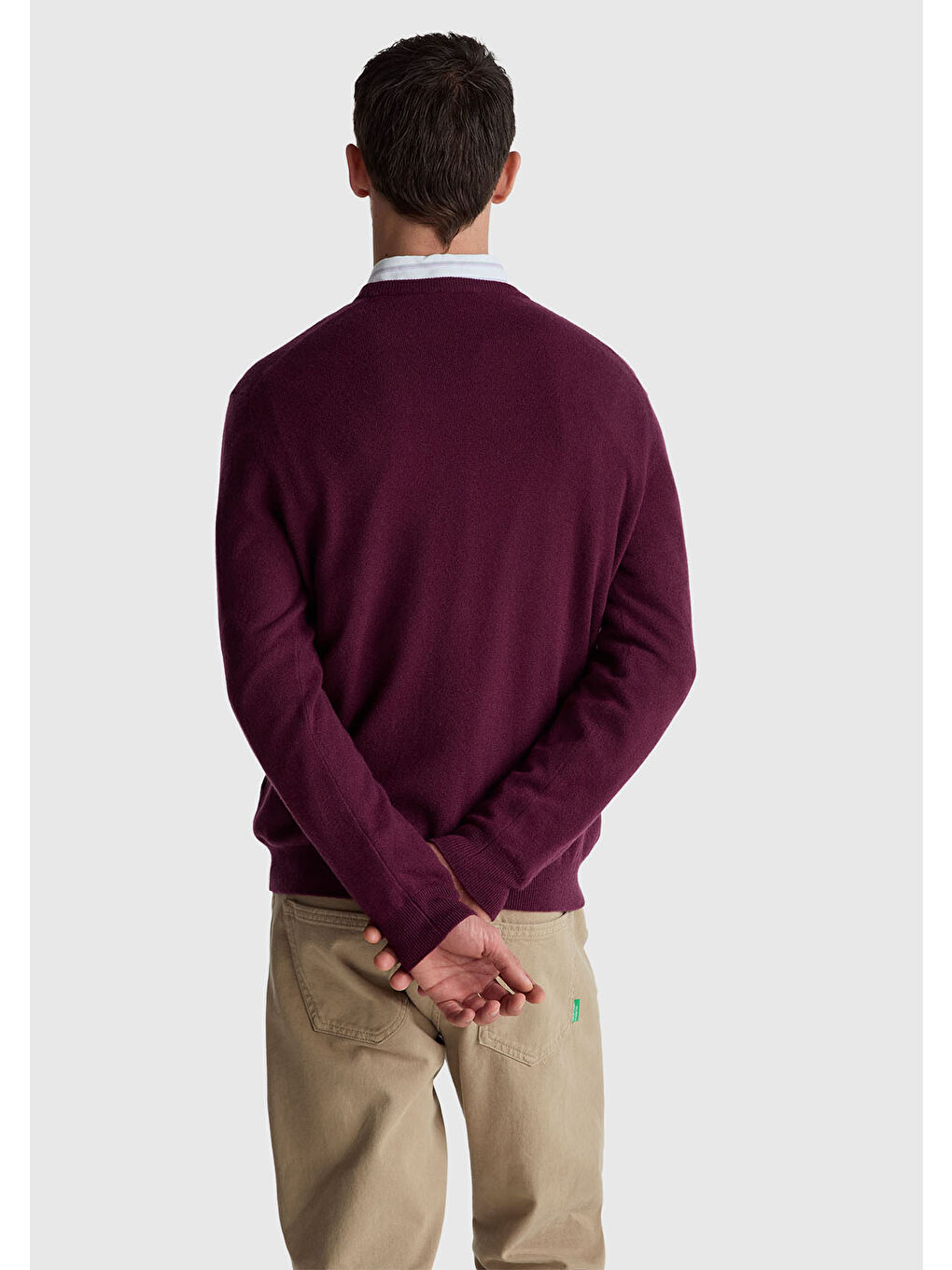 Erkek Mürdüm %100 Merino Bisiklet Yaka Kazak-2