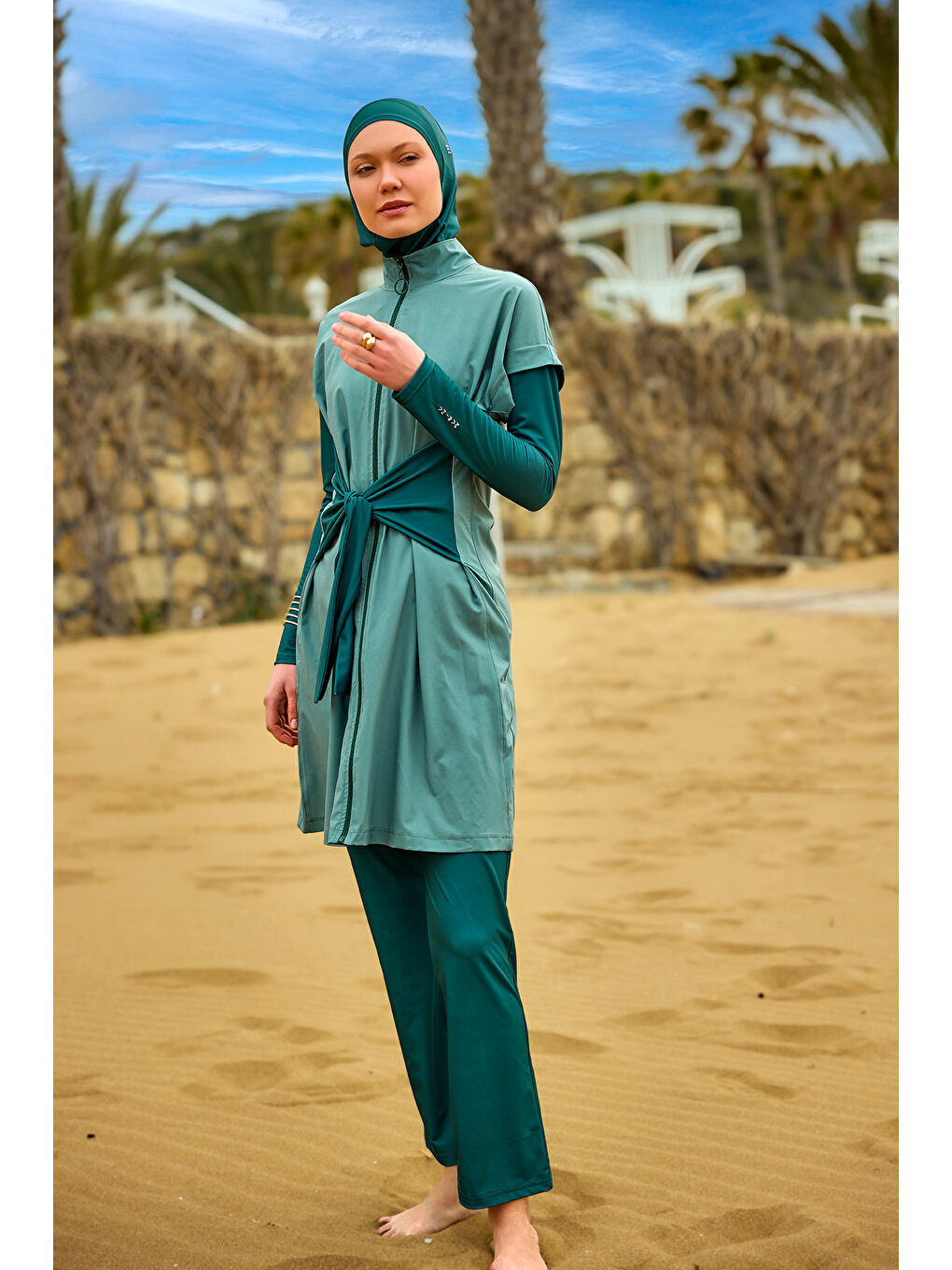 Tam Kapalı Tesettür Mayo M2523-1 Yeşil-1