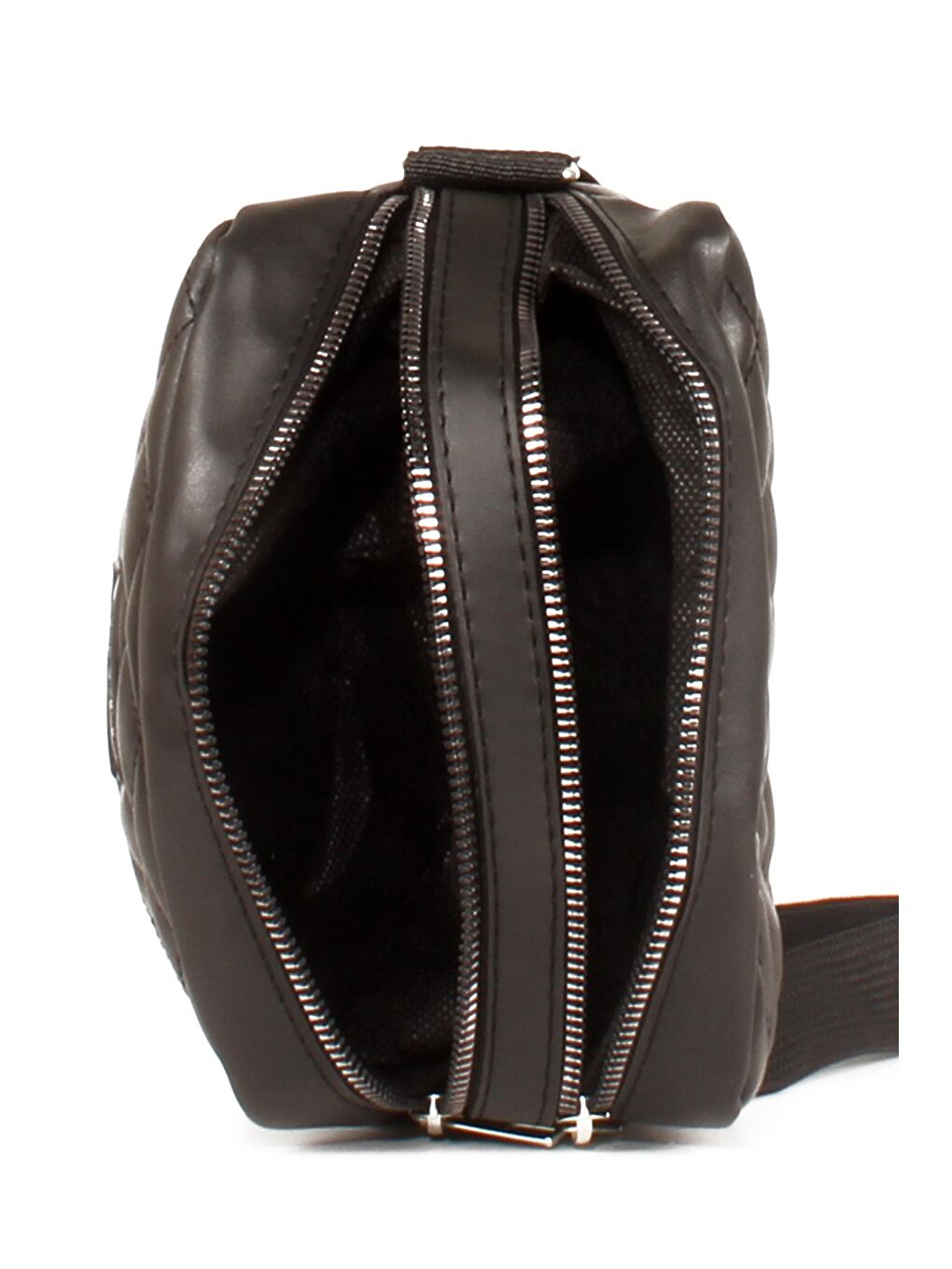 Siyah Kadın Çift Bölmeli Kapitoneli Kolon Askılı Omuz ve Çapraz Çanta (20623)-2