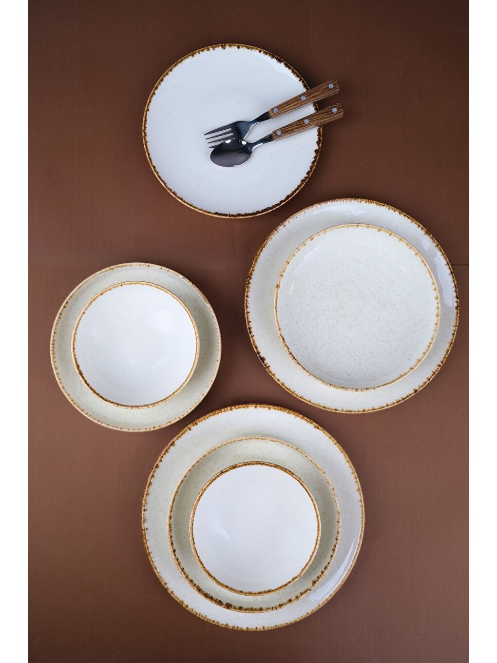 Beyaz Porselen Sofia Vena Tarçın Yemek Takımı 6 Kişilik 24 Parça S302451103