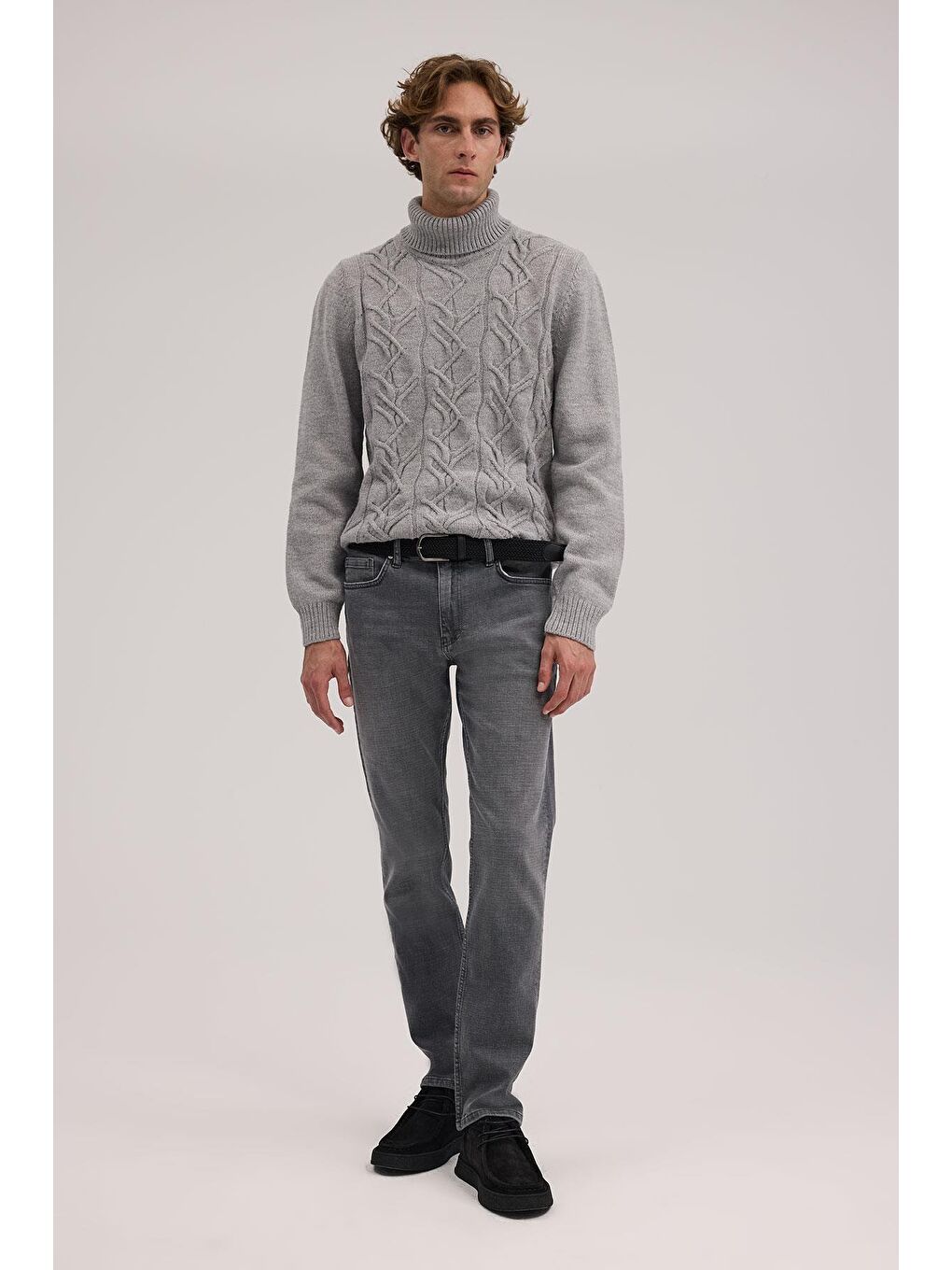 Gri Comfort Fit Pamuklu Esnek Jean Pantolon-1