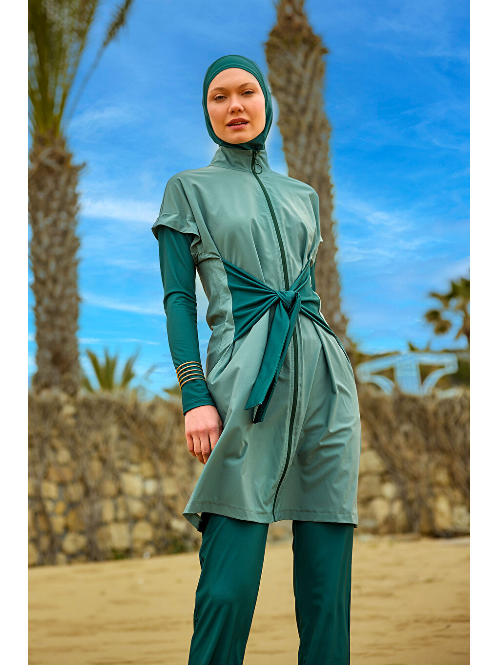 Tam Kapalı Tesettür Mayo M2523-1 Yeşil-2