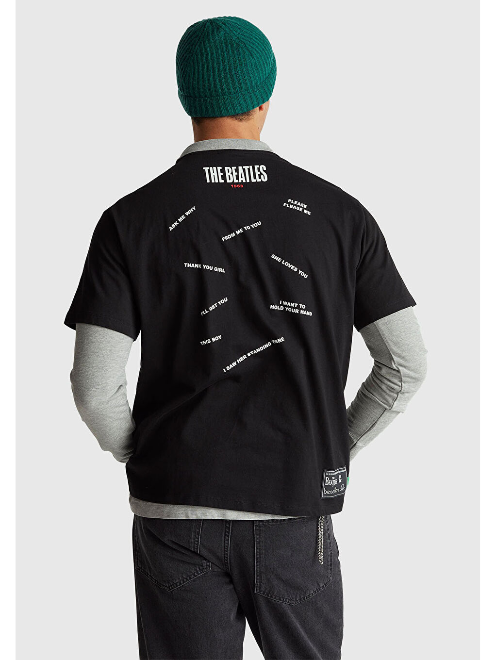 Unisex Siyah %100 Pamuk The Beatles Baskılı T-Shirt-2