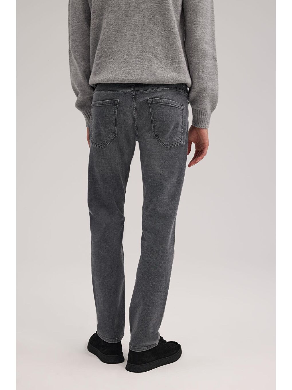 Gri Comfort Fit Pamuklu Esnek Jean Pantolon-3
