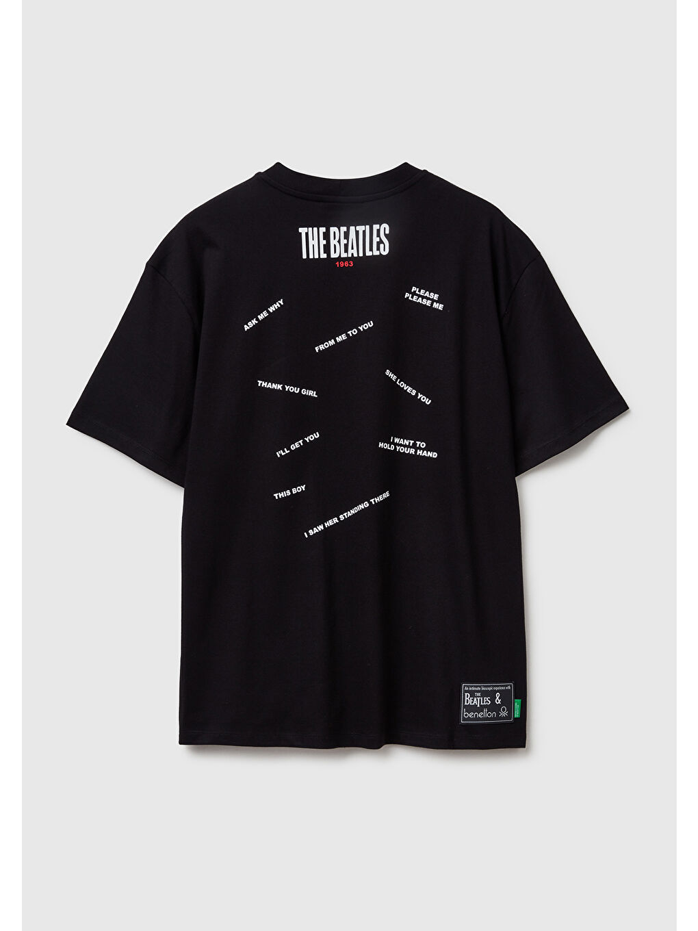 Unisex Siyah %100 Pamuk The Beatles Baskılı T-Shirt-4