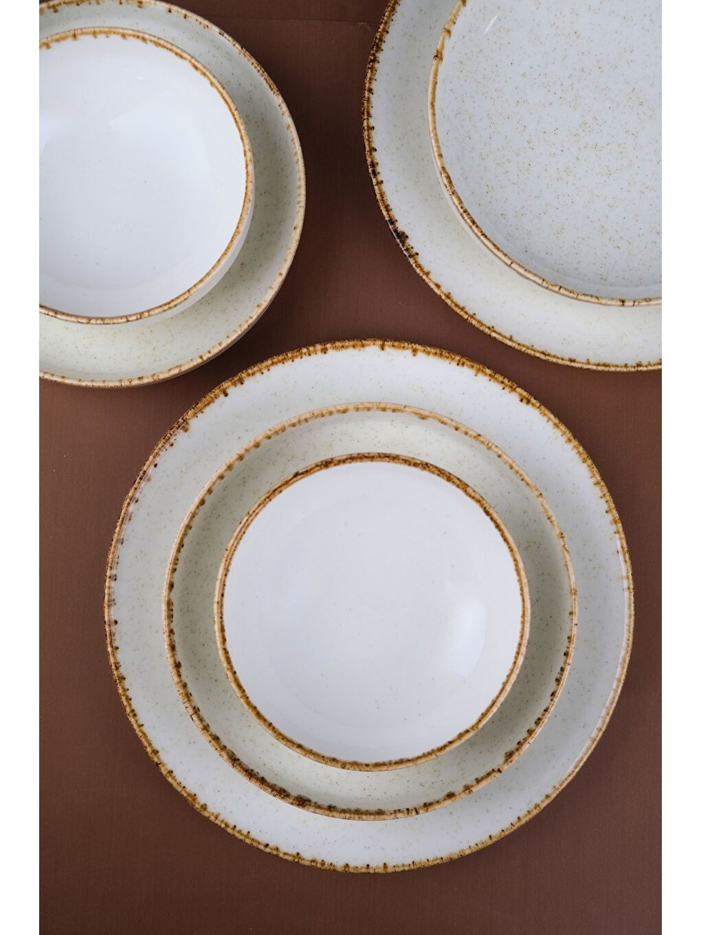 Beyaz Porselen Sofia Vena Tarçın Yemek Takımı 6 Kişilik 24 Parça S302451103-1