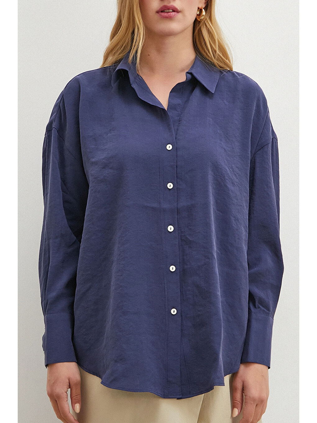 Basic Modal Gömlek Lacivert-1