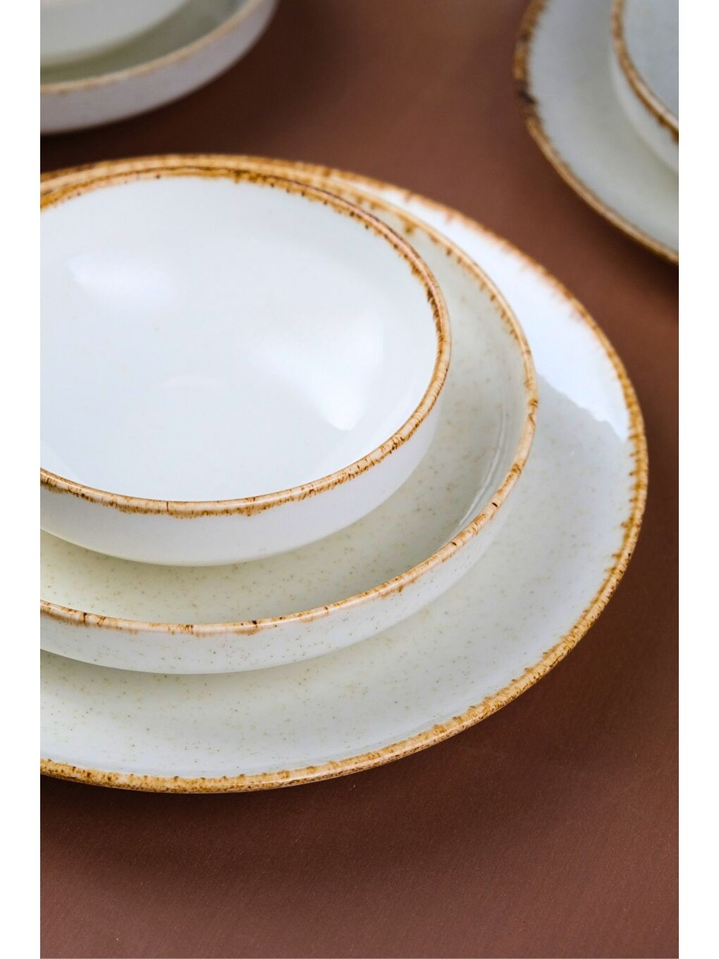 Beyaz Porselen Sofia Vena Tarçın Yemek Takımı 6 Kişilik 24 Parça S302451103-2