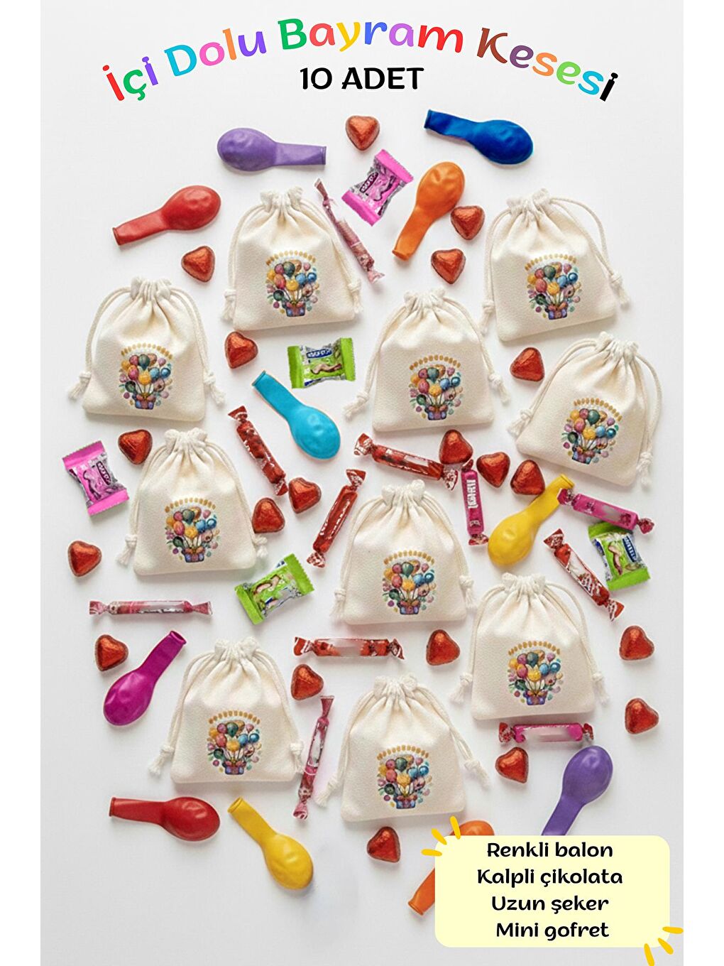 Ekru İçi Dolu Mini Bayram Kesesi 8x9cm (10ADET)