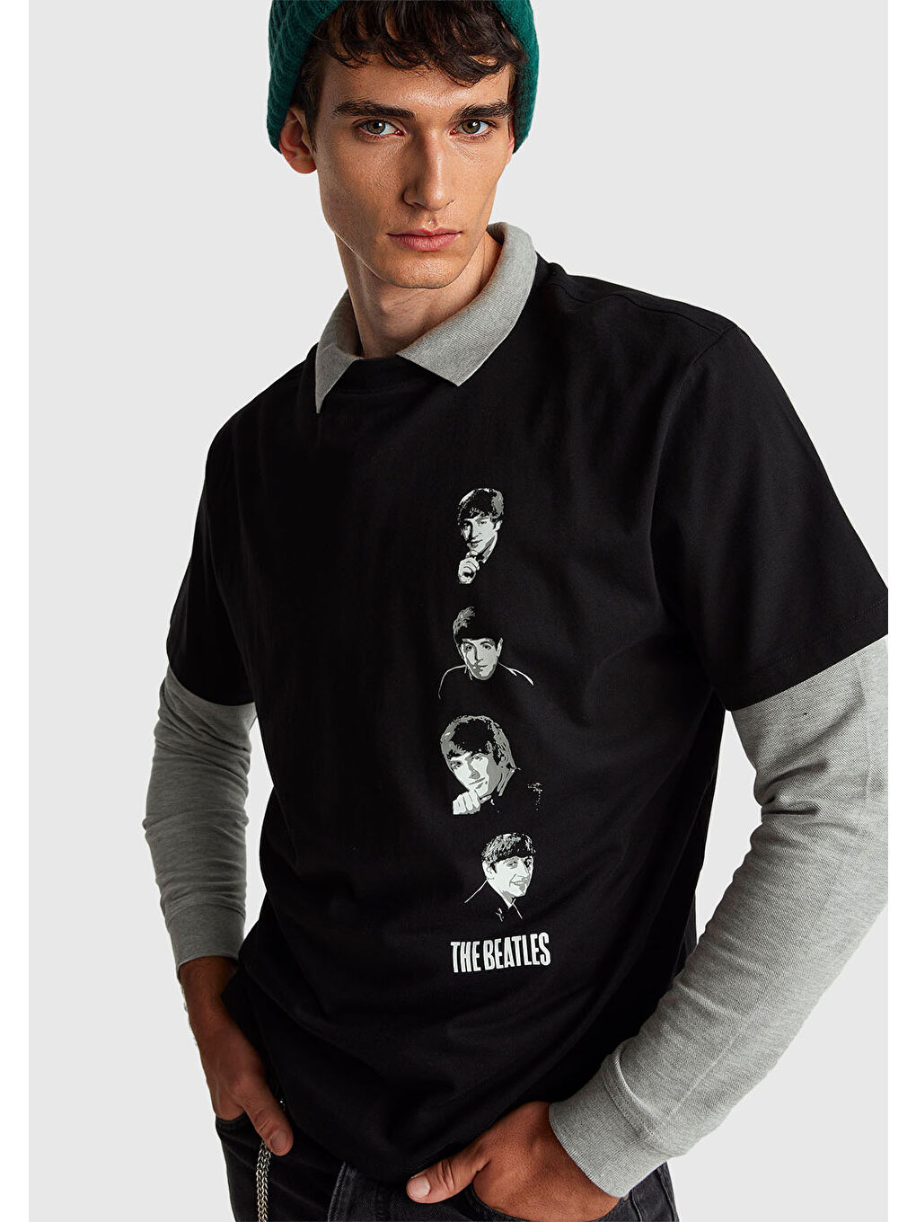 Unisex Siyah %100 Pamuk The Beatles Baskılı T-Shirt-9