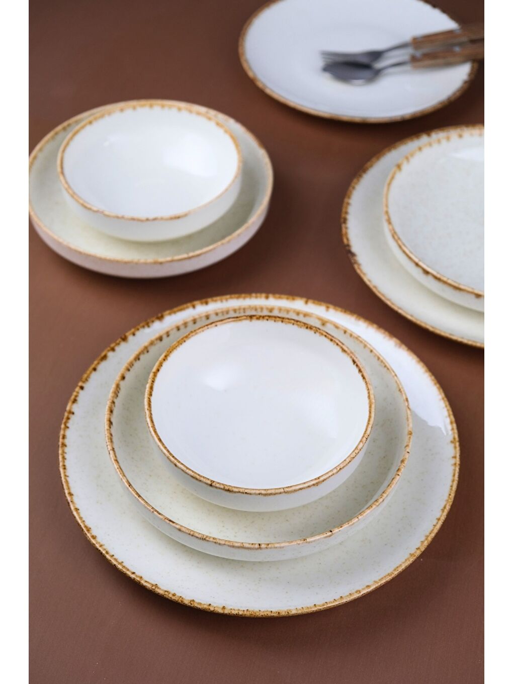 Beyaz Porselen Sofia Vena Tarçın Yemek Takımı 6 Kişilik 24 Parça S302451103-3