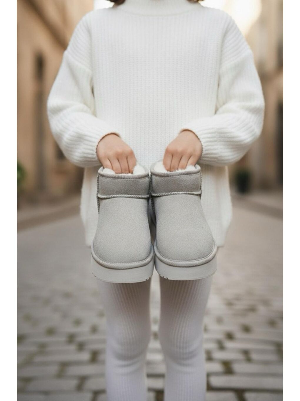 Bej Frz F200 İçi ve İç Tabanı Kürklü Termal Kız Çocuk Süet Bot-2