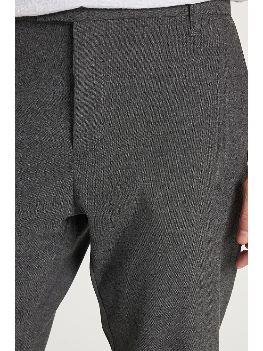Erkek Slim Fit Dar Kesim Esnek Yan Cepli Bilek Boy Canvas Kesim Koyu Gri Pantolon-1