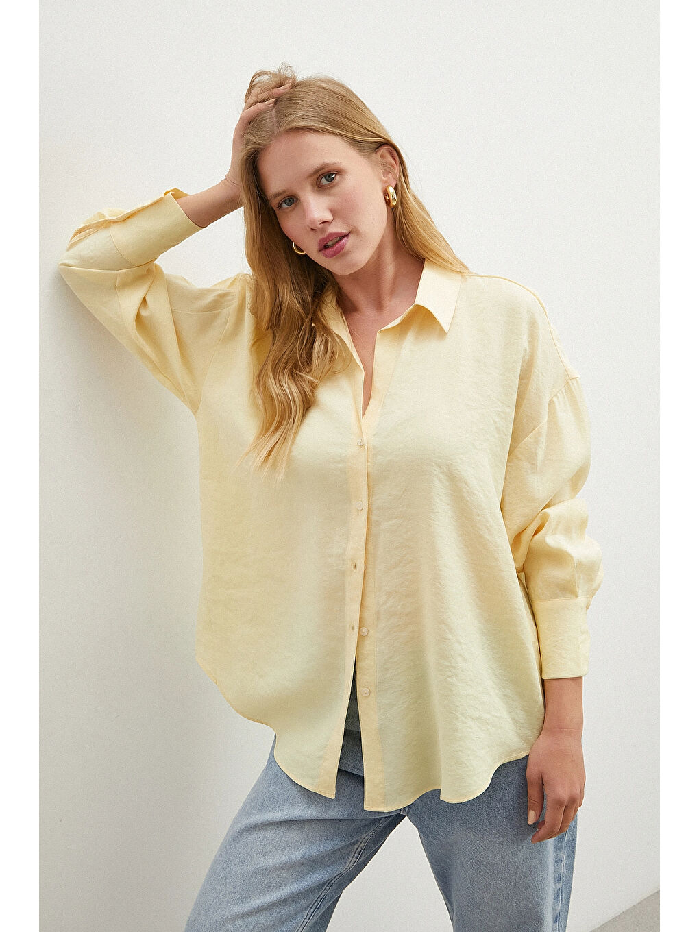 Basic Modal Gömlek Sarı-3