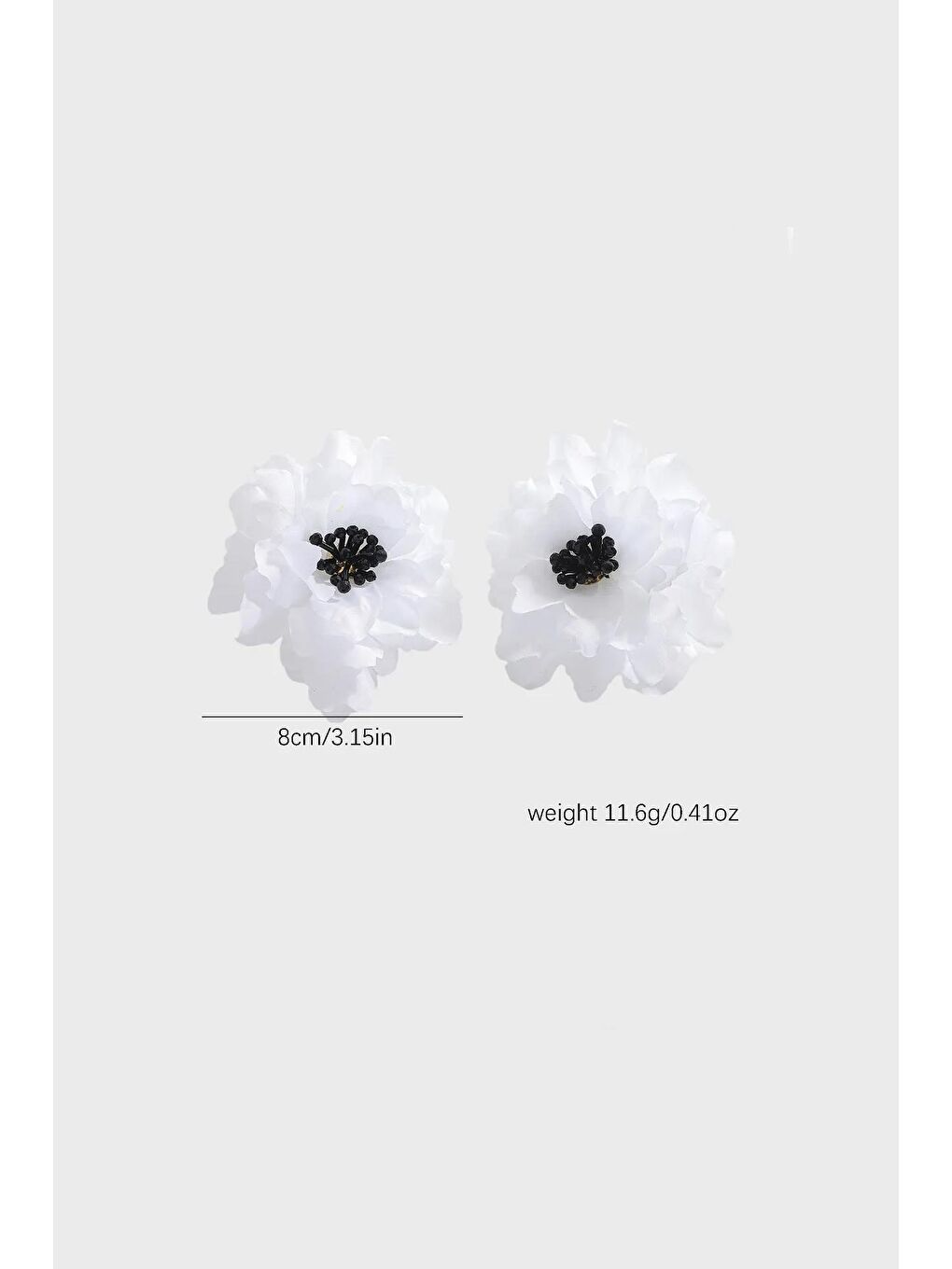 Beyaz Büyük Çiçek Küpe-3