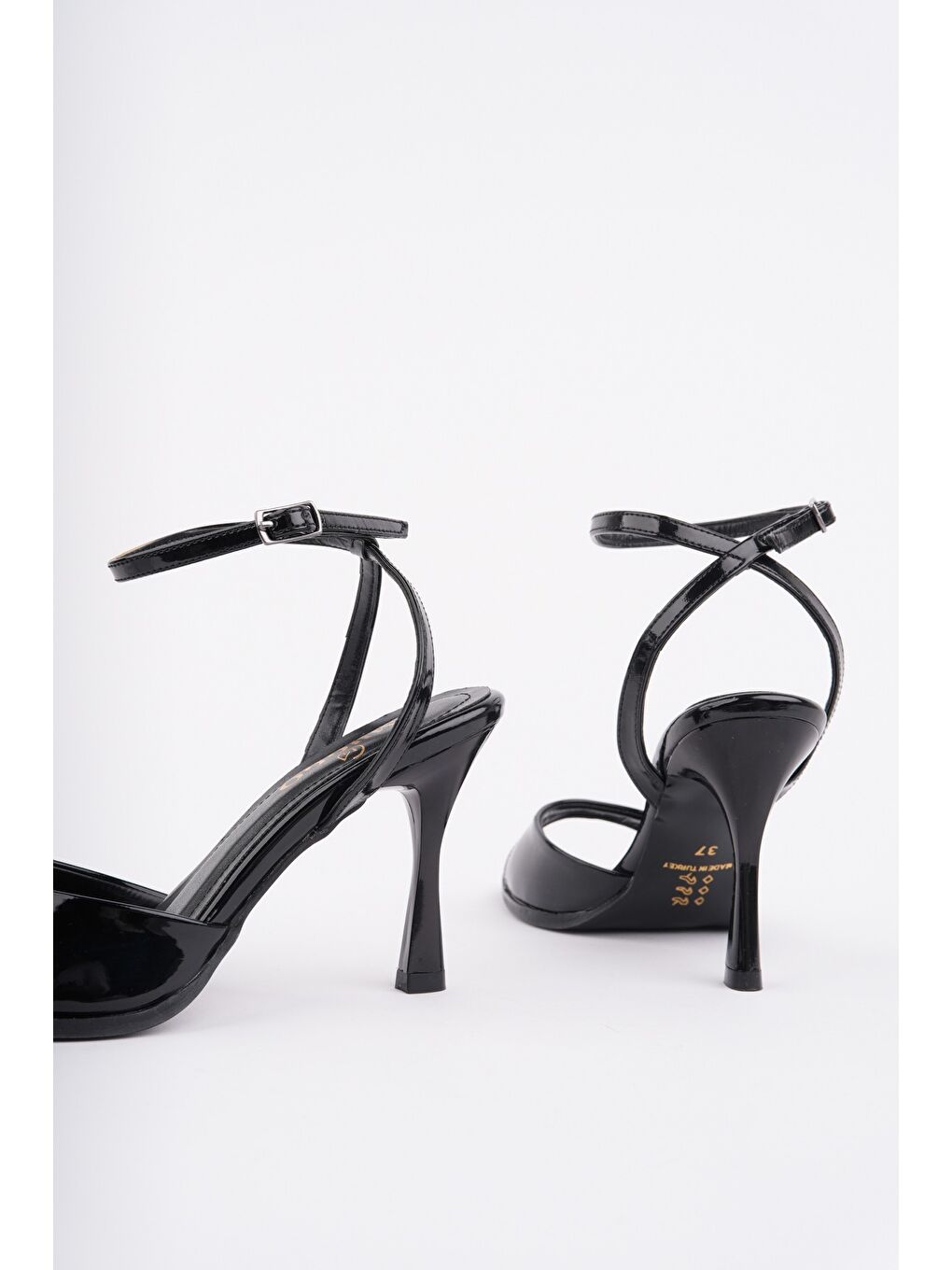 Siyah CHARLOT Bilekten Bağlamalı Kadın İnce Topuklu Ayakkabı-2
