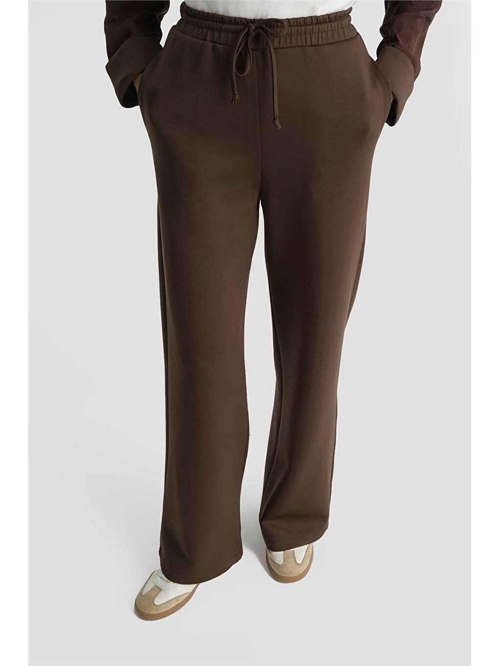 Kahverengi Desenli Kapüşonlu Relax Takım Kahve-3