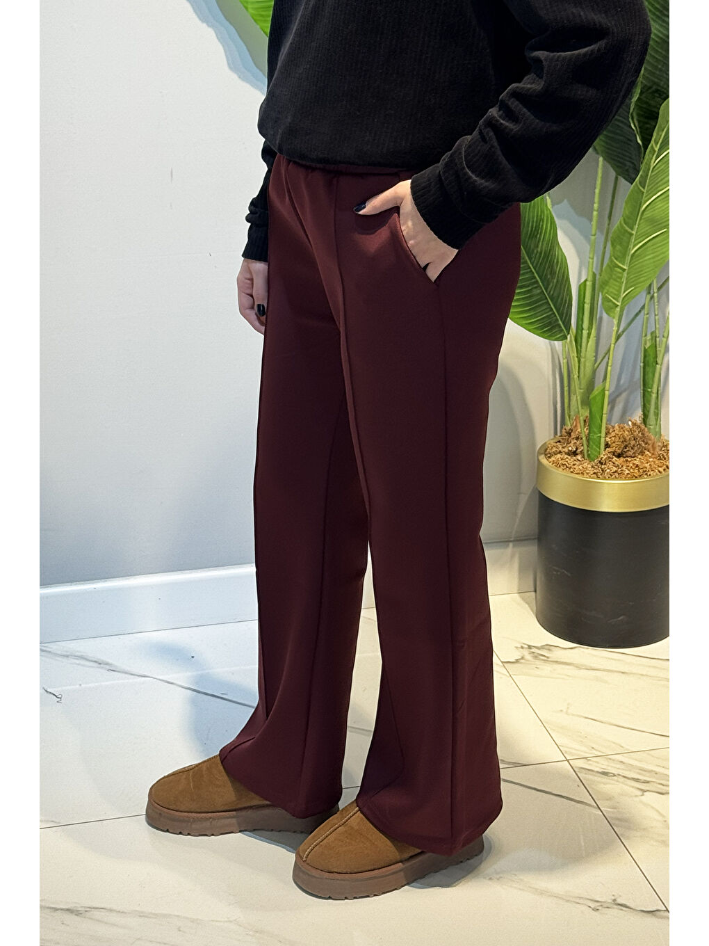 Nervür Dikişli Pantolon 2450 Bordo-2