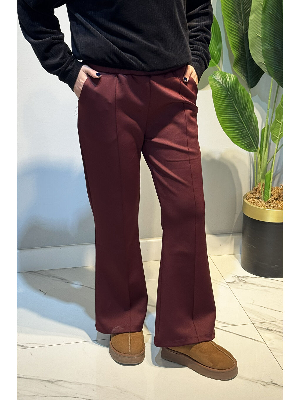 Nervür Dikişli Pantolon 2450 Bordo-3