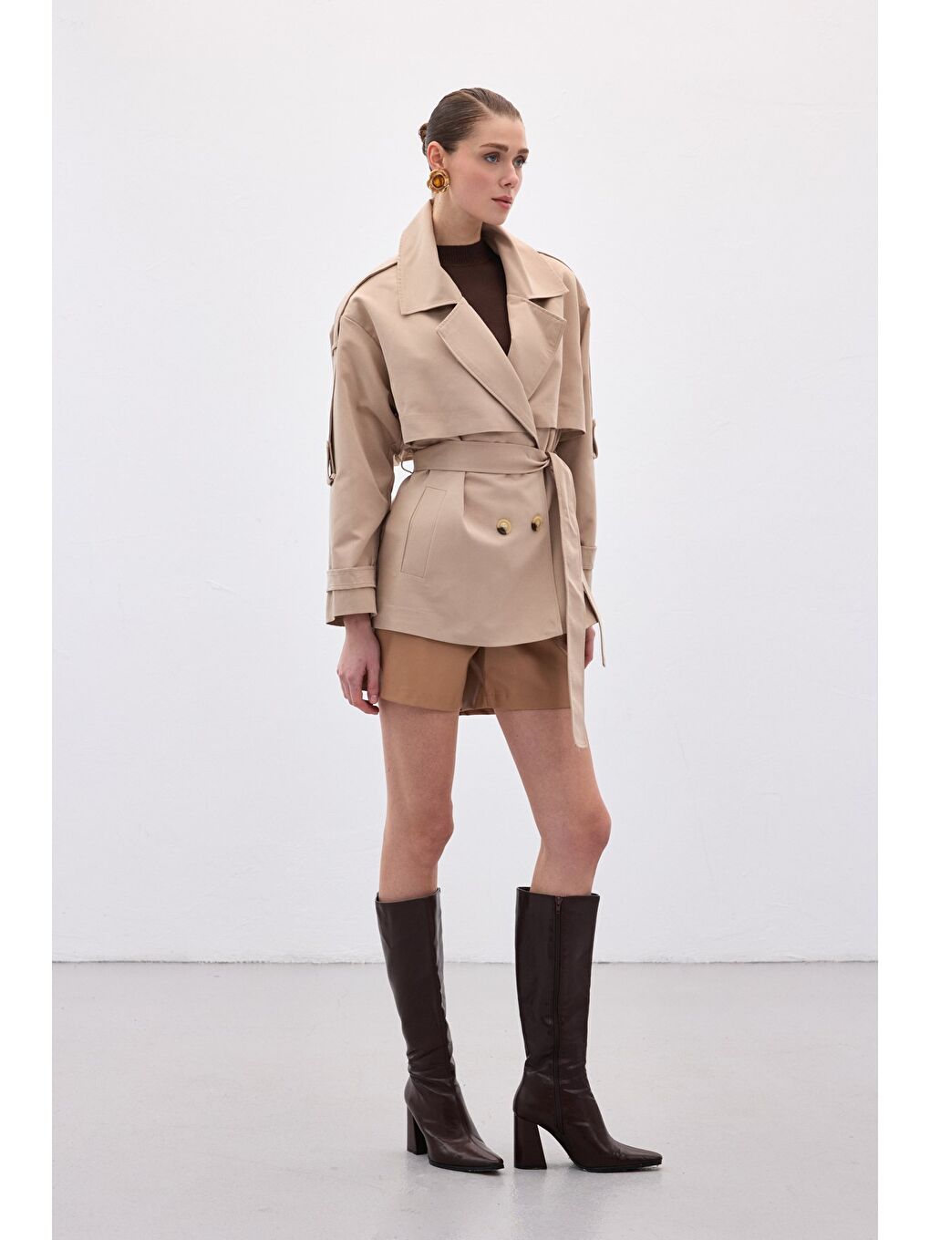 Kısa Trençkot - Bej-2