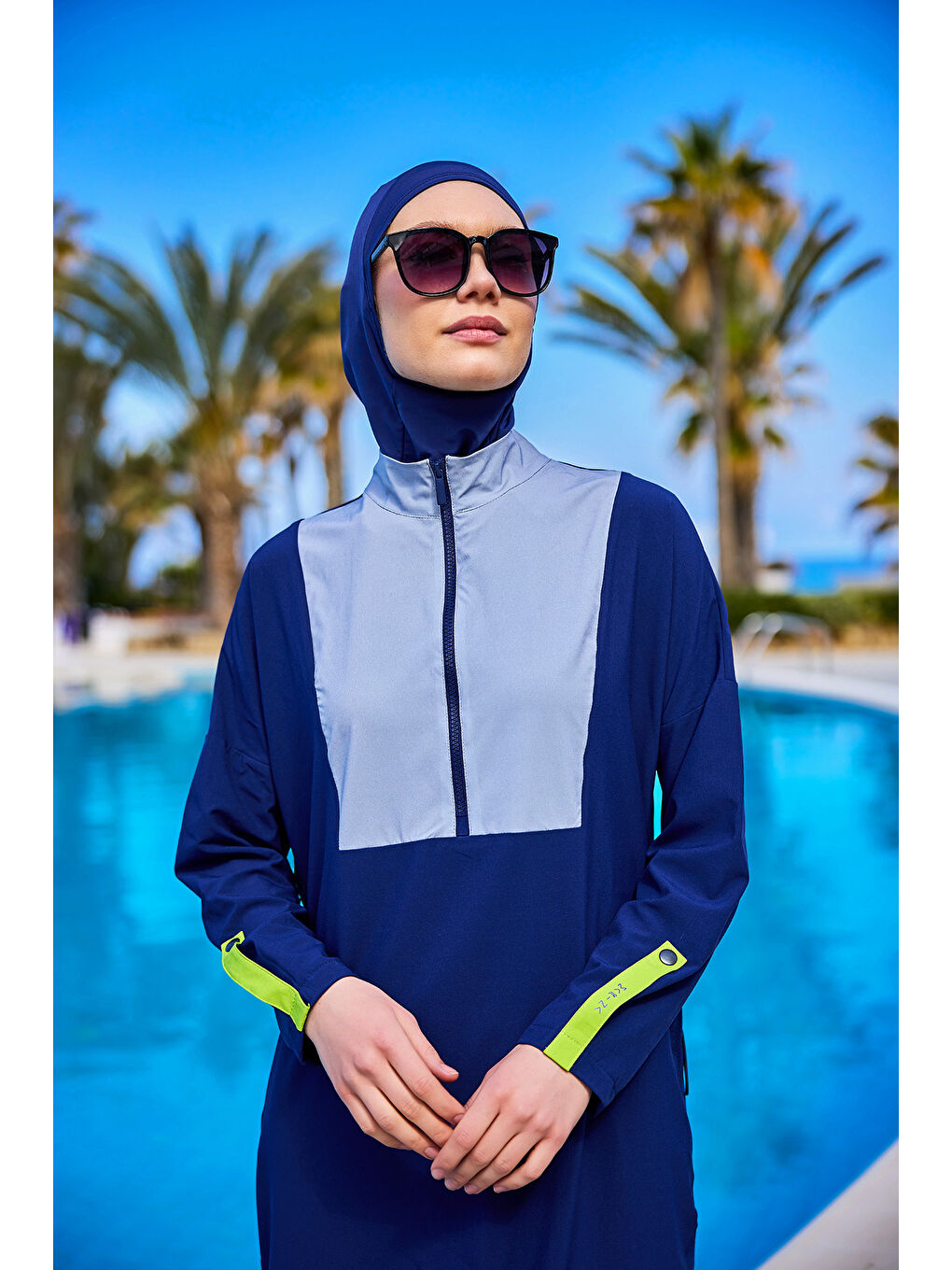 Tam Kapalı Tesettür Mayo M2527-3 Lacivert-2
