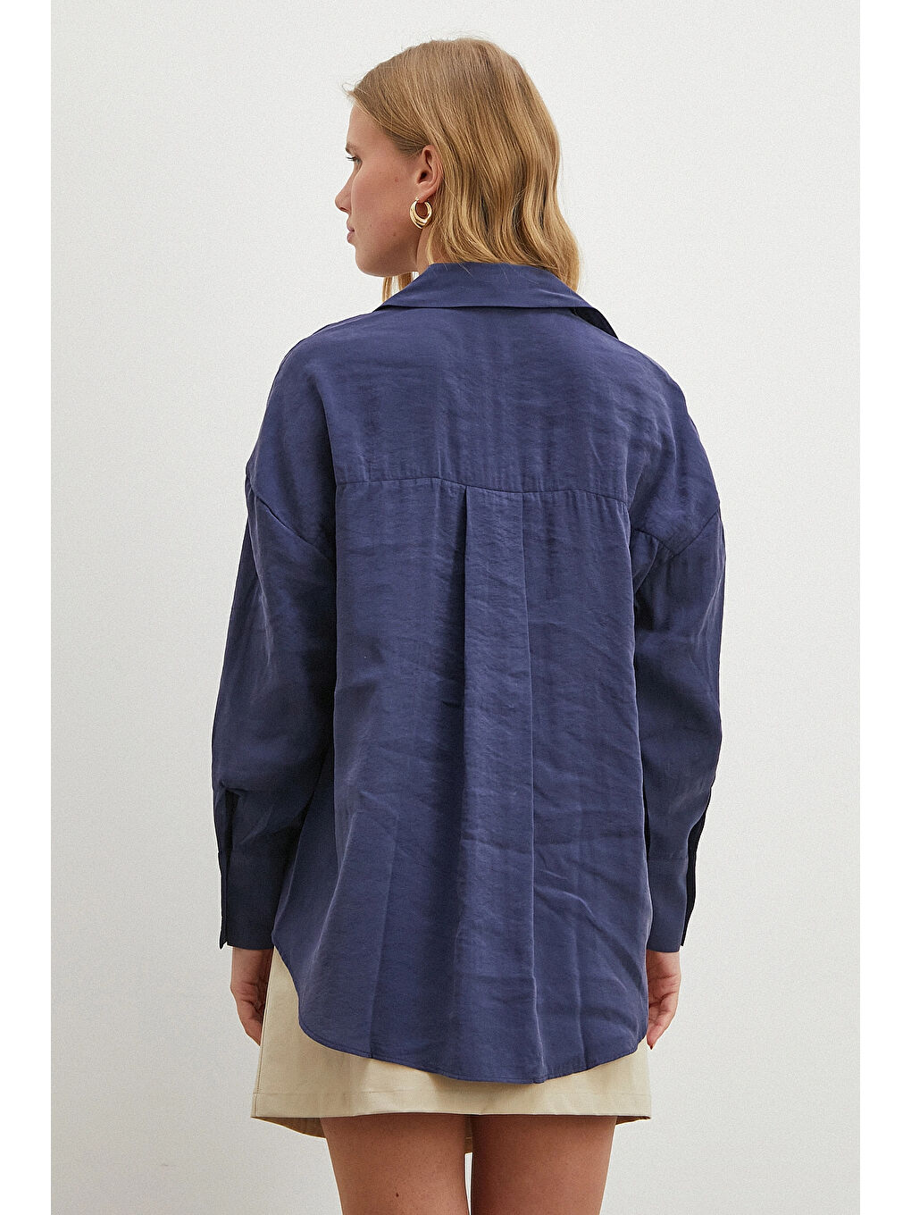 Basic Modal Gömlek Lacivert-3