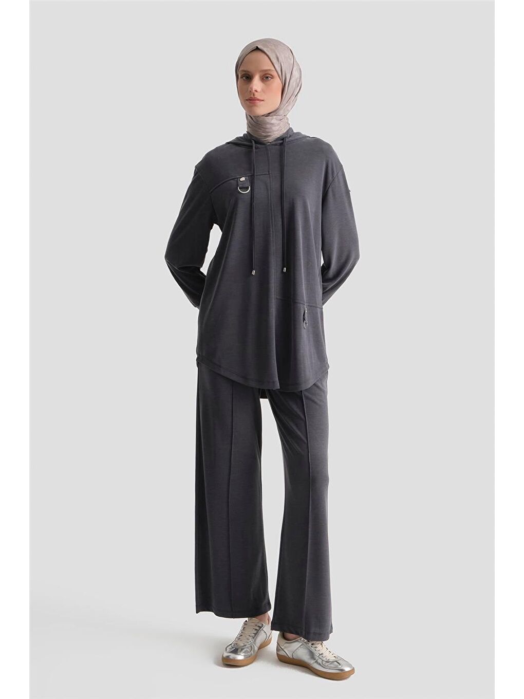 Kapüşonlu Örme Takım 25Kd4386 Siyah