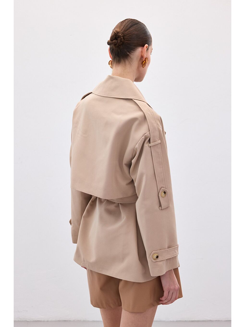 Kısa Trençkot - Bej-7