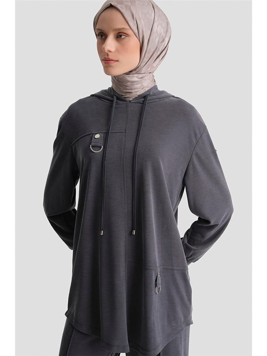 Kapüşonlu Örme Takım 25Kd4386 Siyah-1