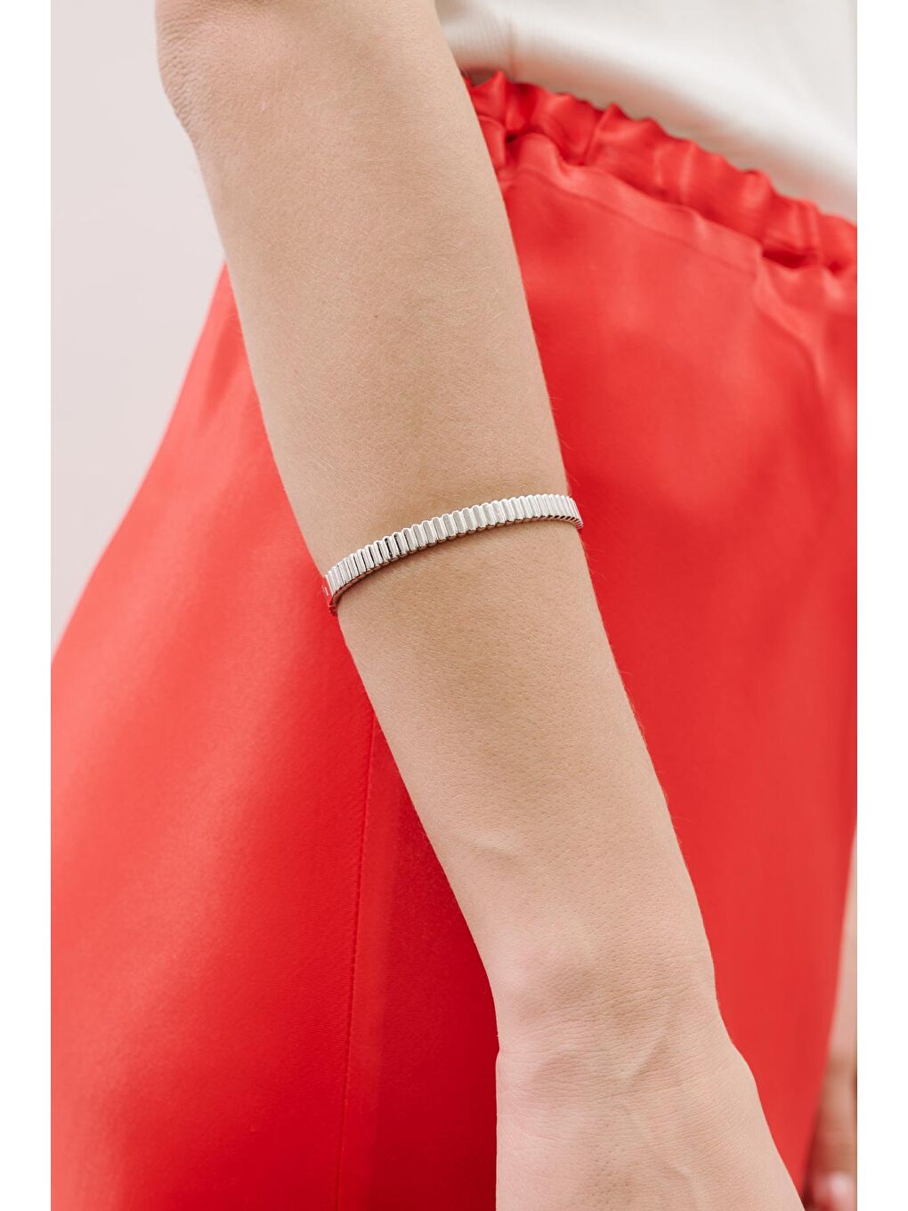 Gri Blok Detaylı Bileklik Gümüş-2