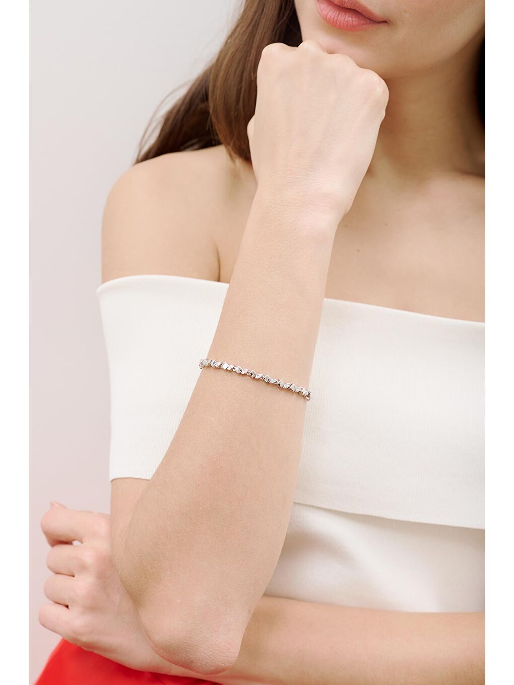 Gri Küp Detaylı Bileklik Gümüş-1