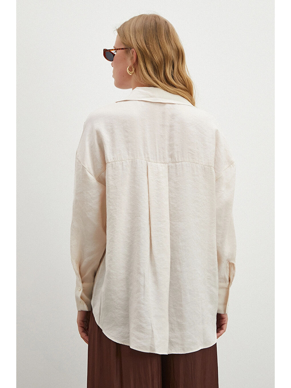 Ekru Basic Modal Gömlek Krem-5