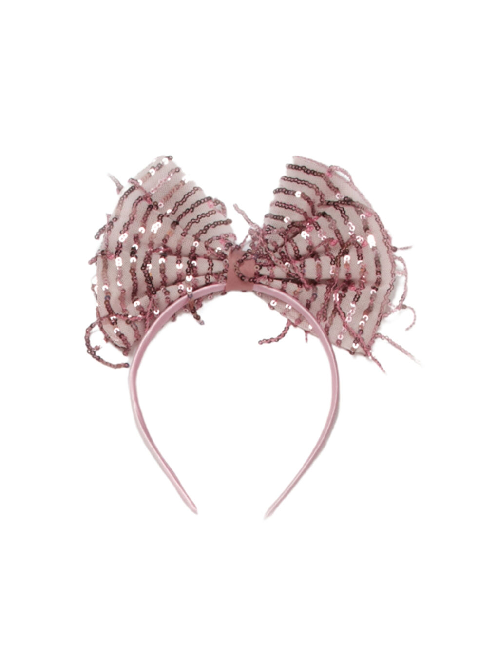 Pembe  Pullu Saçaklı Kız Çocuk Taç